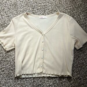 Cream cropped shirt